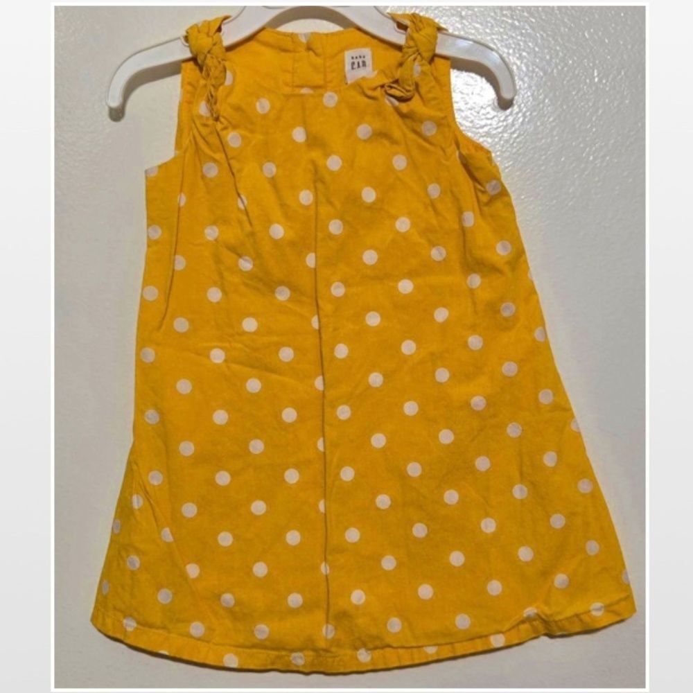 Gap Dress Girl Yellow White Polka Dot Sleeveless Summer Jumper 2